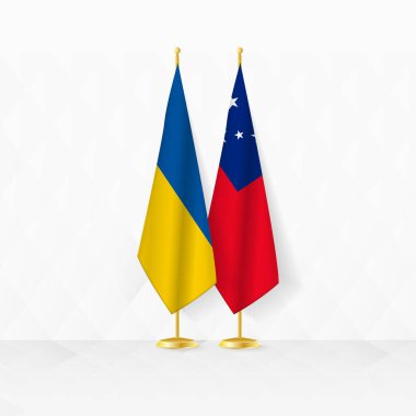 Ukraine and Samoa flags on flag stand, illustration for diplomacy and other meeting between Ukraine and Samoa. clipart
