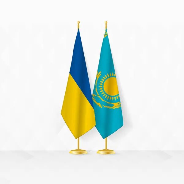 Ukraine Kazakhstan Flags Flag Stand Illustration Diplomacy Other Meeting Ukraine — Stock Vector