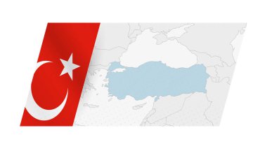 Türkiye haritası sol tarafında Türkiye bayrağı bulunan modern tarzda.