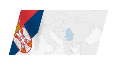Sırbistan, sol tarafında Sırbistan bayrağı olan modern bir harita çizdi.