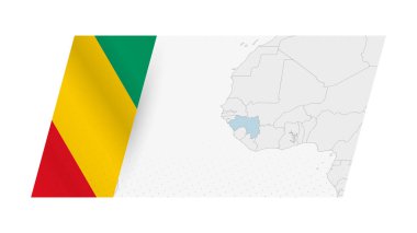Guinea map in modern style with flag of Guinea on left side. clipart