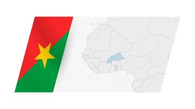 Burkina Faso haritası sol tarafında Burkina Faso bayrağı olan modern tarzda.