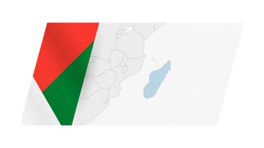 Madagaskar haritası sol tarafında Madagaskar bayrağı olan modern tarzda..