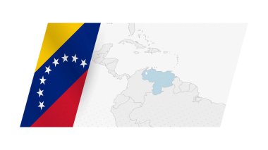 Venezuela map in modern style with flag of Venezuela on left side. clipart