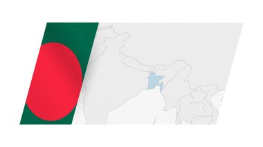 Sol tarafında Bangladeş bayrağı olan Bangladeş haritası.