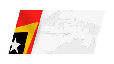East Timor map in modern style with flag of East Timor on left side. clipart