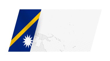 Nauru haritası sol tarafında Nauru bayrağı olan modern tarzda..