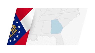 Gürcistan haritası sol tarafında Gürcistan bayrağı bulunan modern tarzda.