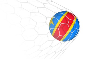 DR Congo flag soccer ball in net. clipart