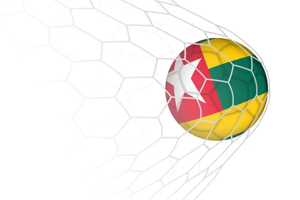 stock vector Togo flag soccer ball in net.