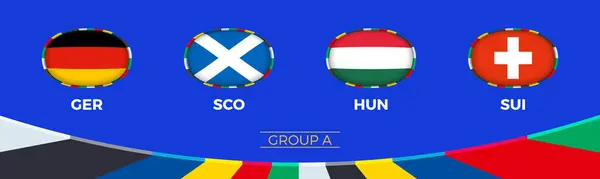 Fútbol 2024 Grupo Participantes Del Torneo Fútbol Europeo Banderas Nacionales Ilustración De Stock