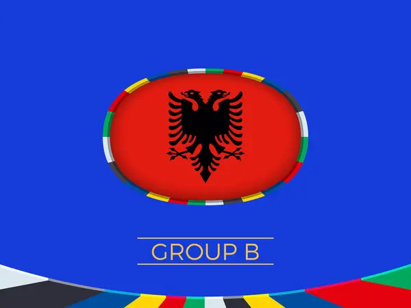 Albanië Vlag Voor 2024 Europees Voetbaltoernooi Nationale Ploeg Teken Vectorbeelden