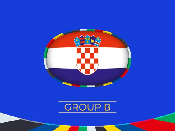 Drapeau Croatie Pour 2024 Tournoi Européen Football Signe Équipe Nationale Vecteur En Vente