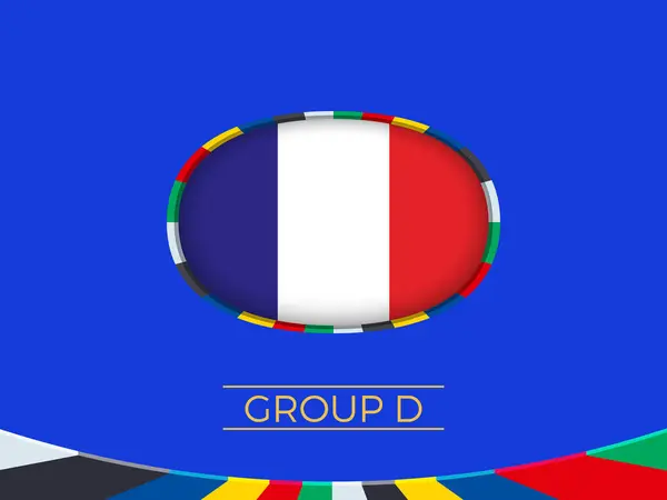 Frankrike Flagga För 2024 Europeiska Fotbollsturnering Landslag Underteckna Royaltyfria Stockvektorer