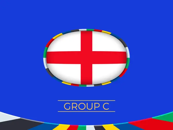 Engeland Vlag Voor 2024 Europees Voetbal Toernooi Nationaal Team Teken Rechtenvrije Stockillustraties