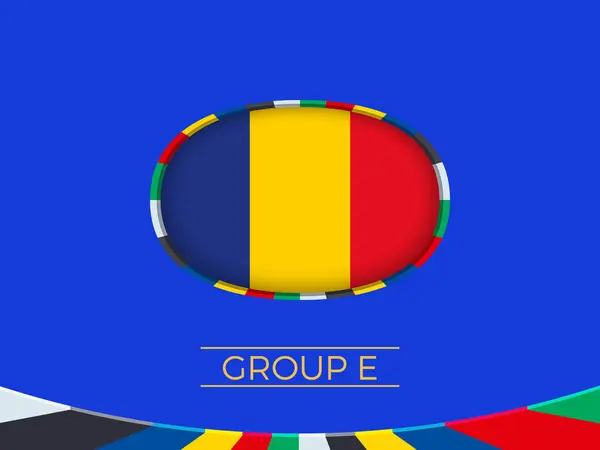 Románia Zászló 2024 Európai Labdarúgó Bajnokság Nemzeti Csapat Jel Jogdíjmentes Stock Illusztrációk