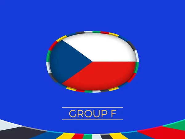 Tsjechische Republiek Vlag Voor 2024 Europees Voetbaltoernooi Nationale Ploeg Tekenen Stockvector