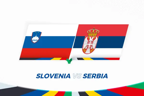 Eslovênia Sérvia Competição Futebol Grupo Ícone Contra Futebol Segundo Plano Vetores De Bancos De Imagens Sem Royalties