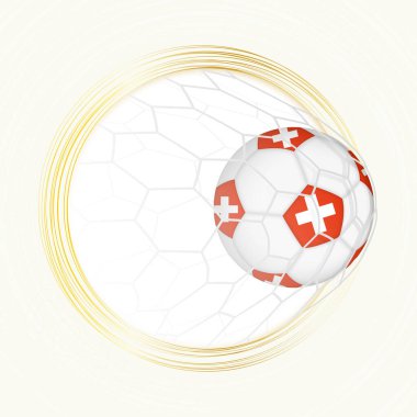 Futbol amblemi, İsviçre 'nin bayraklı futbol topuyla birlikte İsviçre' nin golünü atıyor..