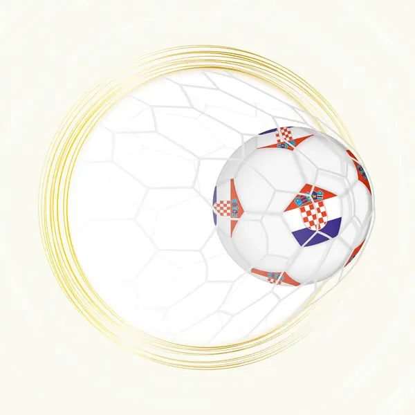 stock vector Football emblem with football ball with flag of Croatia in net, scoring goal for Croatia.