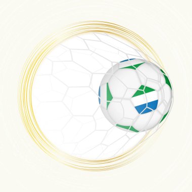 Football emblem with football ball with flag of Sierra Leone in net, scoring goal for Sierra Leone. clipart