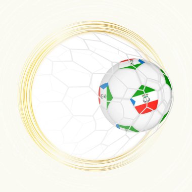 Futbol amblemi Ekvator Ginesi bayraklı futbol topu, Ekvator Ginesi golü atıyor.