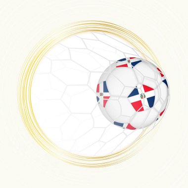 Dominik Cumhuriyeti 'nin bayrağını taşıyan futbol topu, Dominik Cumhuriyeti' nin golünü atıyor..