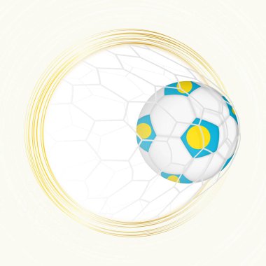 Football emblem with football ball with flag of Palau in net, scoring goal for Palau. clipart