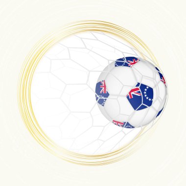 Cook Adaları 'nın bayraklı futbol topuyla futbol amblemi, Cook Adaları' nın gol golü..