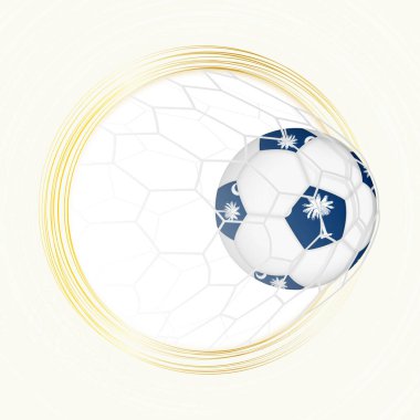 Futbol amblemi Güney Carolina 'nın bayrağını taşıyan futbol topu, Güney Carolina' nın golünü atıyor..