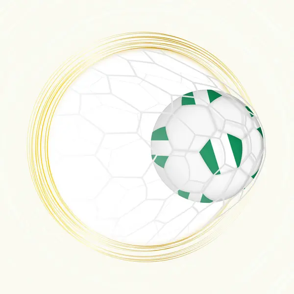 stock vector Football emblem with football ball with flag of Nigeria in net, scoring goal for Nigeria.