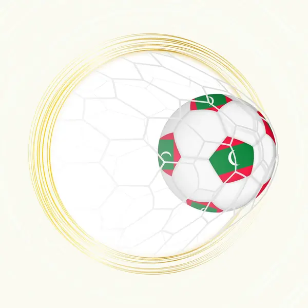stock vector Football emblem with football ball with flag of Maldives in net, scoring goal for Maldives.