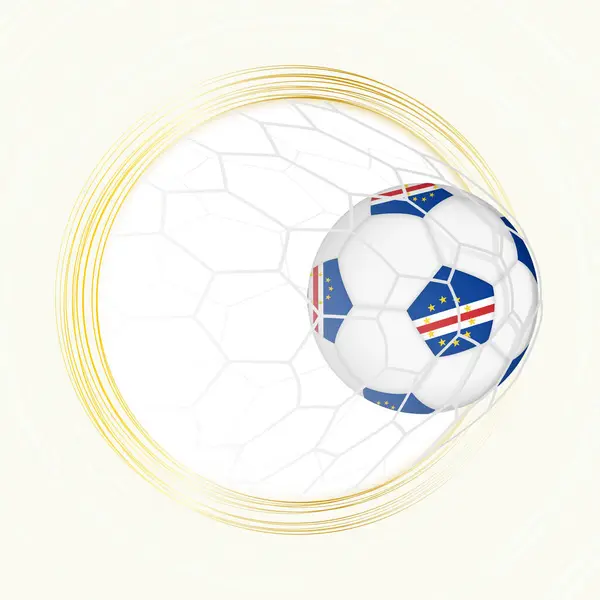 Stock vector Football emblem with football ball with flag of Cape Verde in net, scoring goal for Cape Verde.