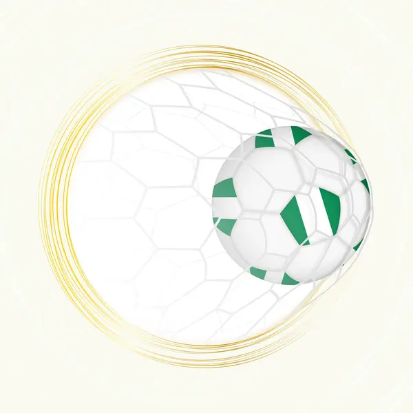 Fußball Emblem Mit Ball Und Fahne Nigerias Netz Tor Für lizenzfreie Stockillustrationen
