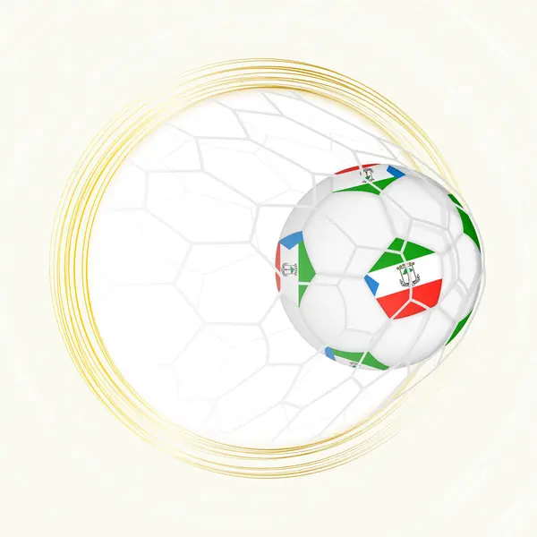 Fußball Emblem Mit Ball Und Fahne Von Äquatorialguinea Netz Tor lizenzfreie Stockillustrationen