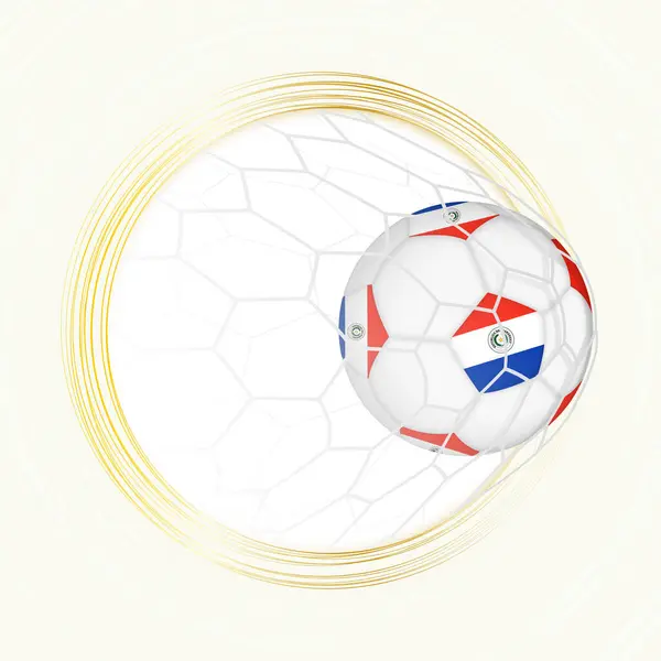 ネットでパラグアイの旗を持つサッカーボールのエンブレム パラグアイのゴールを獲得 ロイヤリティフリーのストックイラスト