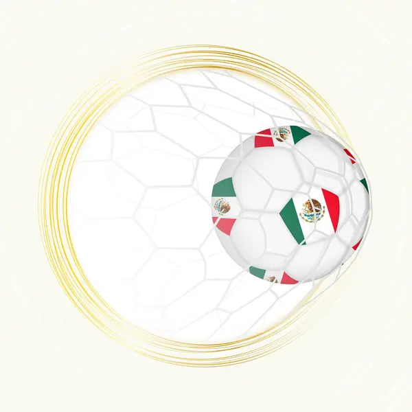 Fußball Emblem Mit Fußballball Mit Mexikanischer Fahne Netz Tor Für lizenzfreie Stockillustrationen