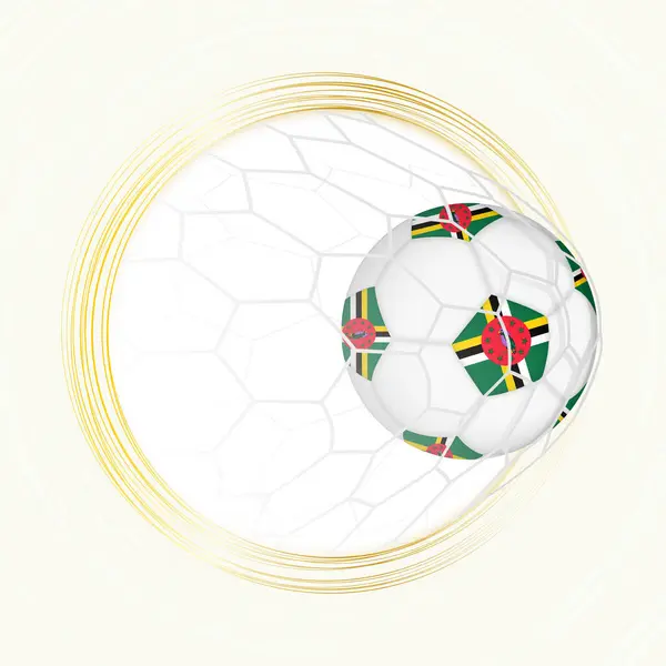 Fußball Emblem Mit Ball Und Fahne Von Dominica Netz Tor lizenzfreie Stockvektoren