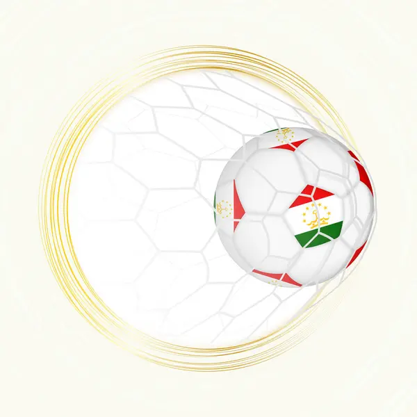 Emblema Fútbol Con Pelota Fútbol Con Bandera Tayikistán Red Goleador Vector de stock