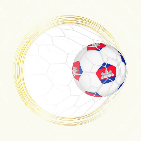 Fußball Emblem Mit Fußballball Mit Kambodschanischer Flagge Netz Tor Für Vektorgrafiken