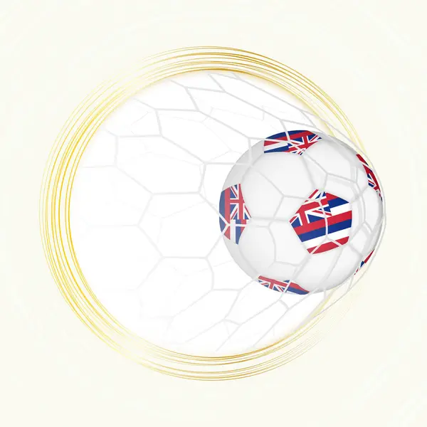 Fußball Emblem Mit Fußballball Mit Flagge Von Hawaii Netz Tor Vektorgrafiken