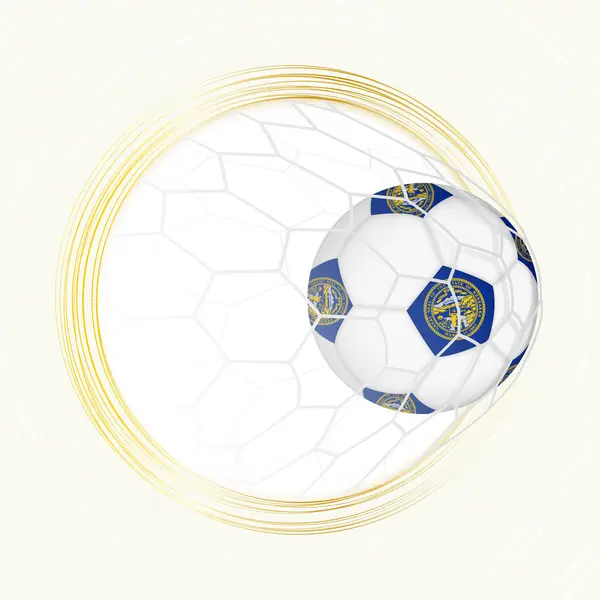 Fußball Emblem Mit Fußballball Mit Fahne Von Nebraska Netz Tor Stockvektor