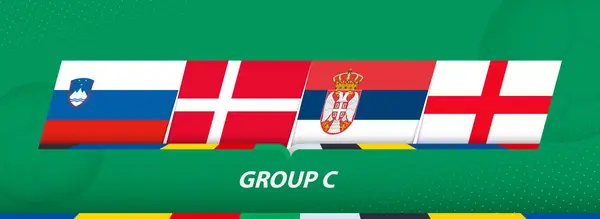 Grupo Participantes Competición Fútbol Sobre Fondo Abstracto Fútbol Bandera Eslovenia Ilustración de stock