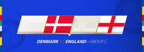 デンマーク グループCでのイングランドサッカーの試合イラスト ストックベクター