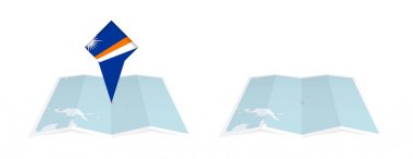 Marshall Adaları 'nın iki katlı haritası. Birinde bayrak ve haritada bayrak var. Hem yazdırma hem de çevrimiçi tasarım için şablon.