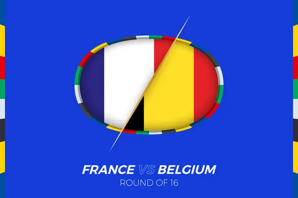 stock vector France vs Belgium football match icon for European football Tournament 2024, versus icon on group stage.