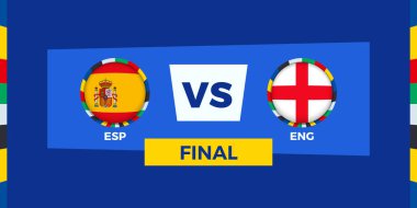 Final maçında İspanya İngiltere 'ye karşı. Spor arka planında futbol yarışması illüstrasyonu. Vektör illüstrasyonu.