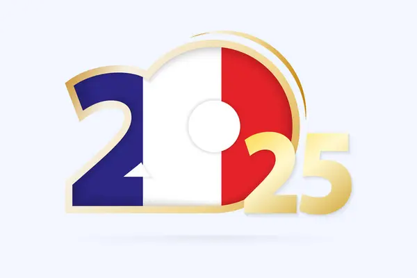 stock vector Year 2025 with France Flag pattern.