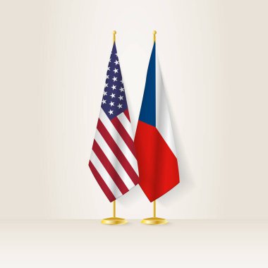 Hafif bir arkaplanda ABD ve Çek Cumhuriyeti ulusal bayrağı.