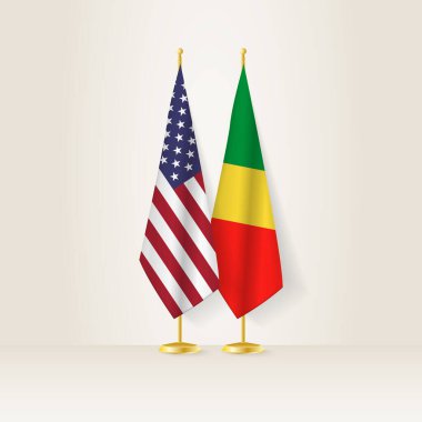 United States and Congo national flag on a light background. clipart